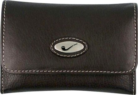 Tabakstellbeutel Leder schwarz 11cm