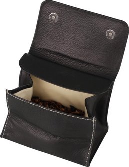 Tabakstellbeutel Leder schwarz 11cm