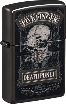 ZIPPO Ebony gelasert Five Finger Death Punch Skull 60007797