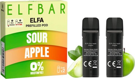 ELFBAR ELFA Pod Sour Apple 0mg/ Nikotin 2er