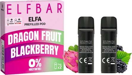 ELFBAR ELFA Pod Dragon Fruit Blackberry 0mg/ Nikotin 2er