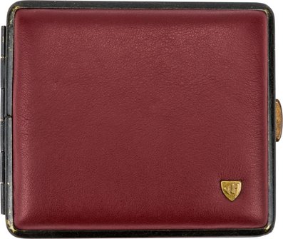 Zigtt.-Etui v.H. Leder rot, Rahmen altmessing 18er