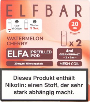 ELFBAR ELFA Pod Watermelon Cherry 20mg/ml Nikotin 2er