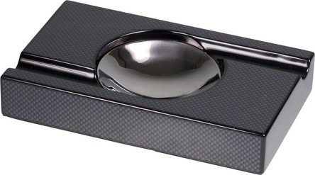 Cigar ashtray carbon finish shiny, with 2 rests