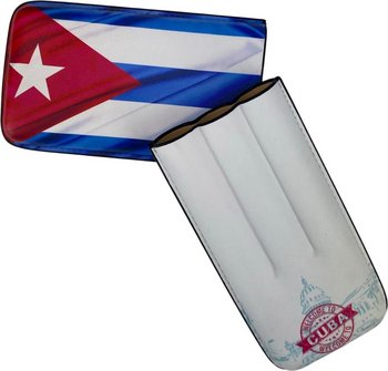 Zigarren Schiebe-Etui Lederoptik Cuba Flagge 3er