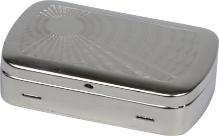 Cool Tabakdose vernickelt Sonne mit Clip    8,5x5,5cm