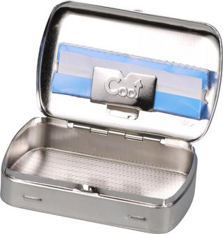 Cool Tabakdose vernickelt Sonne mit Clip    8,5x5,5cm