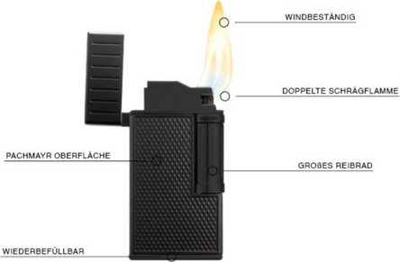 COLIBRI Zigarren-Feuerzeug Julius II schwarz      Sz