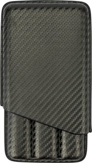 Cigar case leather look carbon design for 3 cigars