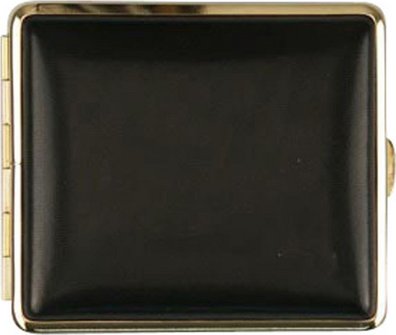 Zigtt.-Etui v.H. Soft-Leder schwarz Rahmen vergoldet 18er