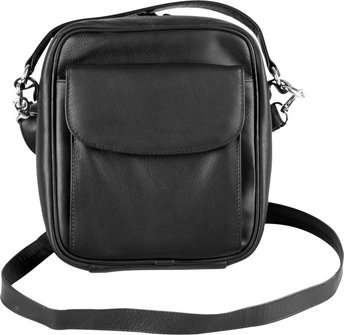 Pfeifen-/Herrentasche Leder schwarz/Vortasche 8er
