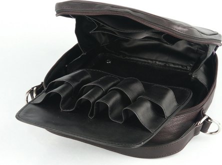 Pfeifen-/Herrentasche Leder schwarz/Vortasche 8er
