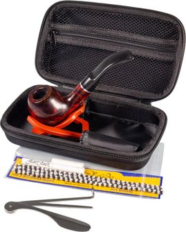 Pfeifen-Einsteigerset in Hartbox schwarz, Pfeife glatt/Acryl