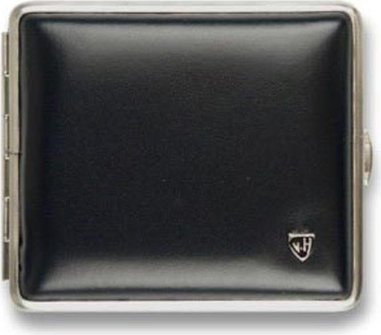 Zigtt.-Etui v.H. Soft-Leder schwarz Rahmen nickel 18er