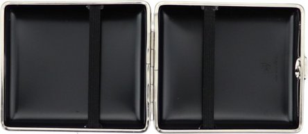 Zigtt.-Etui v.H. Soft-Leder schwarz Rahmen nickel 18er