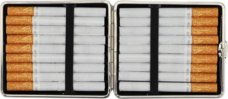 Zigtt.-Etui v.H. Soft-Leder schwarz Rahmen nickel 18er
