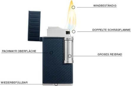 COLIBRI Feuerzeug Julius II marine/chrom   UNBEF&Uuml;LLT