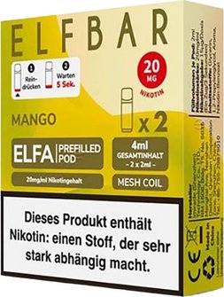 ELFBAR ELFA Pod Mango 20mg/ml Nikotin 2er