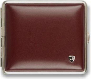 Zigtt.-Etui v.H.  Soft-Leder rot, Rahmen nickel 18er