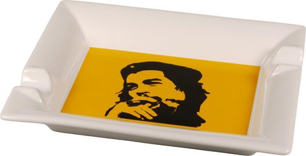 Zigarrenascher Che Porzellan wei&szlig;/gelb 2 Ablagen