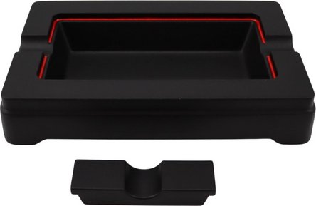 PASSATORE Zigarrenascher Aluminium schwarz, Innenrand rot