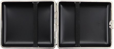 Zigtt.-Etui v.H.  Soft-Leder nachtblau Rahmen nickel 18er