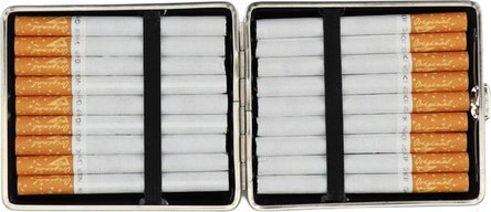 Zigtt.-Etui v.H.  Soft-Leder nachtblau Rahmen nickel 18er