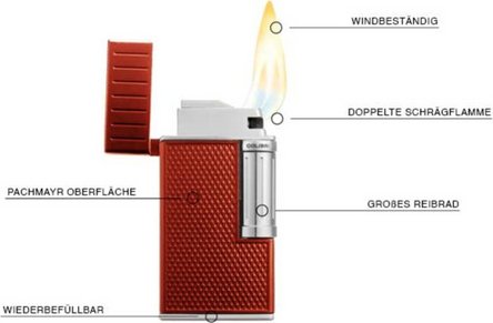 COLIBRI Feuerzeug Julius II rot/chrom      Sz