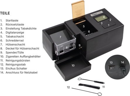 Powermatic-V+ elektr.Zig.-Stopfger&auml;t, integriertem Grinder