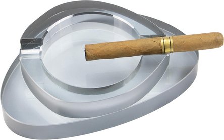 Zigarrenascher Kristallglas  oval 2 Ablagen