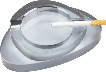 Zigarrenascher Kristallglas  oval 2 Ablagen
