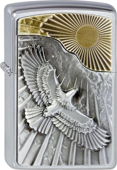 Org.ZIPPO cr. brush. Emblem  "Eagle Sun Fly" 2003192