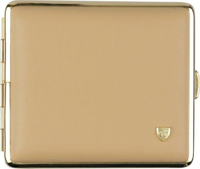 Zigtt.-Etui v.H. Soft-Leder beige, Rahmen vergoldet  18er