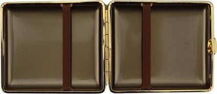 Zigtt.-Etui v.H. Soft-Leder beige, Rahmen vergoldet  18er