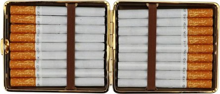 Zigtt.-Etui v.H. Soft-Leder beige, Rahmen vergoldet  18er
