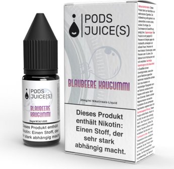 PODS JUICE(S) Liq. Blaubeere Kaugummi 20mg/ml Nic Salt 10ml