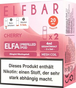 ELFBAR ELFA Pod Cherry 20mg/ml Nikotin 2er