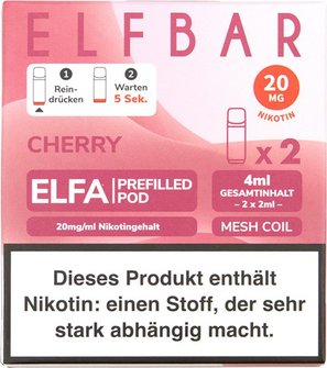 ELFBAR ELFA Pod Cherry 20mg/ml Nikotin 2er