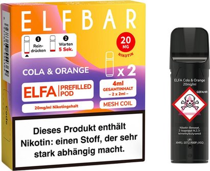 ELFBAR ELFA Pod Cola Orange 20mg/ Nikotin 2er