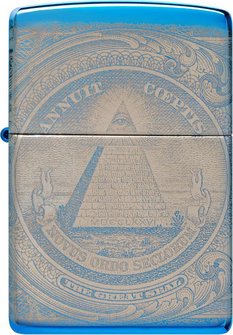 ZIPPO High Polished Blue Photo Image Currency 60007818