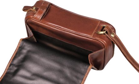 Pfeifentasche Leder braun antik Flechtdesign/&Uuml;berschlag 2er