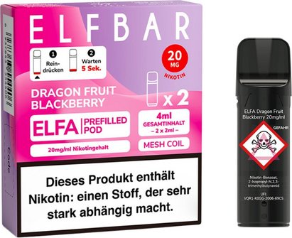 ELFBAR ELFA Pod Dragon Fruit Blackberry 20mg/ Nikotin  2er