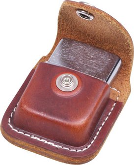 ZIPPO cr.geb. im Set mit ZIPPO Ledertasche braun/Clip