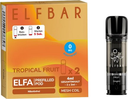ELFBAR ELFA Pod Tropical Fruit 0mg Nikotin 2er