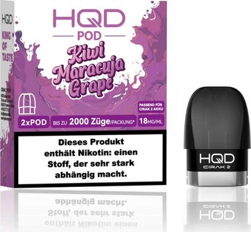 HQD CIRAK 2 Kiwi Maracuja Grape Pod 2ml, 18mg/ml Nikotin 2er