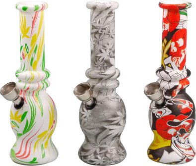 Bong Glas/bunt bedruckt sortiert  H 14.5cm