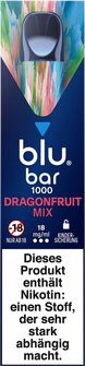 blu bar 1000 Dragonfruit Punch 18mg/ml 2mg, Inh. 2ml Liquid