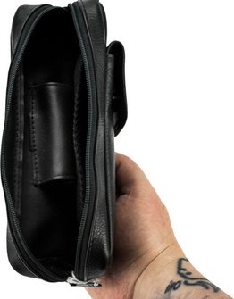 Pfeifentasche Leder schwarz 20cm / 1er