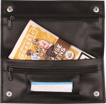 Drehertasche au&szlig;en Leder/innen Lederoptik schwarz 17cm