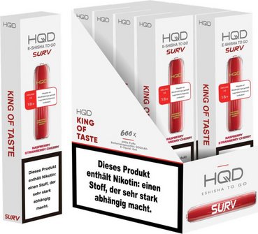 HQD Surv E-Shisha Raspberry Strawberry Cherry, 18 mg/ml